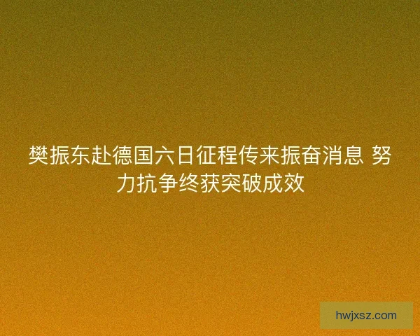 樊振东赴德国六日征程传来振奋消息 努力抗争终获突破成效