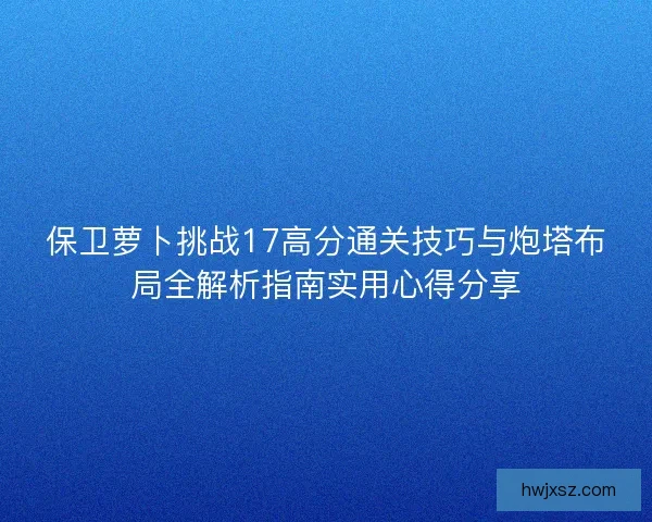 保卫萝卜挑战17高分通关技巧与炮塔布局全解析指南实用心得分享
