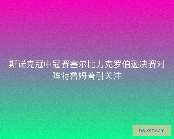 斯诺克冠中冠赛塞尔比力克罗伯逊决赛对阵特鲁姆普引关注
