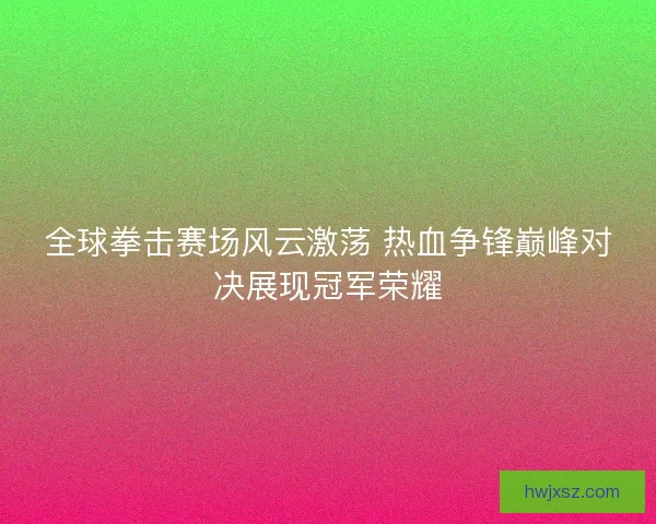 全球拳击赛场风云激荡 热血争锋巅峰对决展现冠军荣耀 全球拳击赛场风云激荡 热血争锋巅峰对决展现冠军荣耀